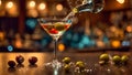 Martini glass, olives the bar drink alcohol beverage cocktail cold party liquid cool Royalty Free Stock Photo