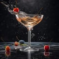 a martini glass overflowing with liquid and cherries Royalty Free Stock Photo