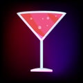 Martini glass with red cocktail icon cartoon style Royalty Free Stock Photo