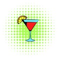 Martini glass with red cocktail icon, comics style Royalty Free Stock Photo