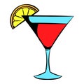 Martini glass with red cocktail icon, icon cartoon Royalty Free Stock Photo