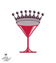 Martini glass with royal crown, stylized goblet.