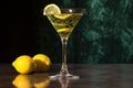 martini glass with a twist of lemon on the edge Royalty Free Stock Photo
