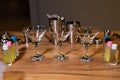 Martini Glasses Set Up for Cocktail Making Class Royalty Free Stock Photo