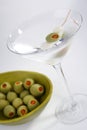 Martini and green olives Royalty Free Stock Photo