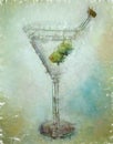 Martini and Green Olives Glass Painting Royalty Free Stock Photo