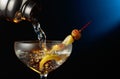 Martini with green olives and lemon Royalty Free Stock Photo