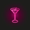 Martini olive, alcohol neon style icon. Simple thin line, outline vector of oliver icons for ui and ux, website or mobile