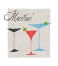 Martini Stylized Retro Illustration With Lettering