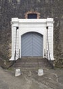 Front view of the bridge and the old gateway to the medieval fort of Saint Louis in Fort-de-France.