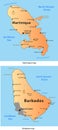 Martinique & Barbados map