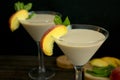 Peaches and Cream Martinis with Garnish Royalty Free Stock Photo