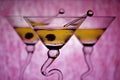 Martinis with pink background Royalty Free Stock Photo