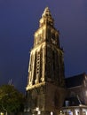 Martinitoren at night in Groningen Royalty Free Stock Photo