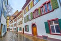 Martinsgasse street with old residential houses, Basel, Switzerland