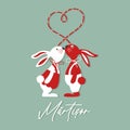 Martisor, symbol of spring. Traditional spring holiday in Romania and Moldova. Holiday card, banner