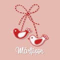 Martisor, symbol of spring. Traditional spring holiday in Romania and Moldova. March 1. Holiday card, banner