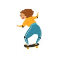 Marture woman riding a skateboard, grandma having fun, woman leading an active lifestyle, social concept vector