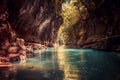 Martvili canyon in Georgia. Nature landscape Royalty Free Stock Photo