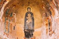 Kutaisi, Georgia. Golden Mosaic With Image Of Our Lady With Child And Archangels In Gelati Monastery