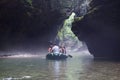 Group of tourists floating on the canyon river