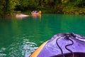 MARTVILI, GEORGIA: Beautiful natural Martvili canyon with view of the mountain river, christal blue water and boat ride.