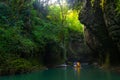 MARTVILI, GEORGIA: Beautiful natural Martvili canyon with view of the mountain river, christal blue water and boat ride.