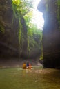 MARTVILI, GEORGIA: Beautiful natural Martvili canyon with view of the mountain river, christal blue water and boat ride.