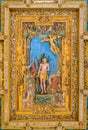 Martyrdom of Saint Sebastian by Annibale Durante in the ceiling of the Basilica of San Sebastiano Fuori Le Mura, in Rome, Italy.