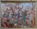 Martyrdom of St. Biagio by A. Casella, fresco in the Saint Roch church in Lugano Royalty Free Stock Photo