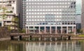 Marunouchi commercial district cityscape with luxury Palace hotel building facade in Tokyo, Japan