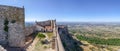 Marvao Castle bailey and keep with a view of the Alto Alentejo landscape. Royalty Free Stock Photo