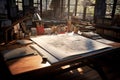 Marvel at an architects drafting table with Royalty Free Stock Photo