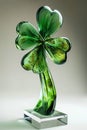 glass statuette depicting a four-leaf clover isolated on a background