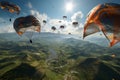 Marvel at a formation of paramotors soaring