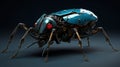 Cybernetic Elegance: Robotic Blue Beetle Poses with Futuristic Precision