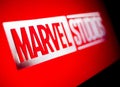 Marvel Studios logo on the screen Royalty Free Stock Photo