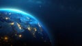 Marvel at the stunning view of Earth at night, where city lights illuminate the vast expanse of Europe from space