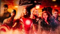 Marvel superheroes Iron Man,Thor,Captain America,Black Widow at the Avengers Station complex Royalty Free Stock Photo