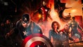 Marvel superheroes Iron Man,Thor,Captain America,Black Widow at the Avengers Station complex