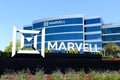 Marvell logo, sign at Marvell Technology headquarters in Silicon Valley. - Santa Clara, California, USA - 2021 Royalty Free Stock Photo