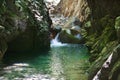 Marvellous canyon with flowing streams of the mountain river