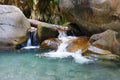 Marvellous refreshing waterfalls on mountain stream