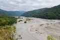 Marvellous valley with a mountain river in the foothills of Western Caucasus