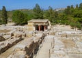 Archaeological Site of Knossos with the North Lustral Basin Structures in Afar, Palace of Knossos, Crete Island, Greece