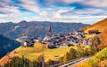 Marvelous autumn view of  Pfarrei Maria vom Guten Rat Christian church, Italy, Europe. Royalty Free Stock Photo