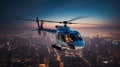 Marvelous Bell 429 Helicopter Over the City