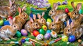 The Marvelous Easter Bunny Gathering Royalty Free Stock Photo