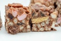 A marvelous mix of sultanas, marshmallows, biscuit pieces, crispy rice and glacÃÂ© cherries covered in milk chocolate Royalty Free Stock Photo