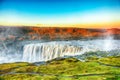 Marvelous sunrise view of the most powerful waterfall in Europe called Dettifos